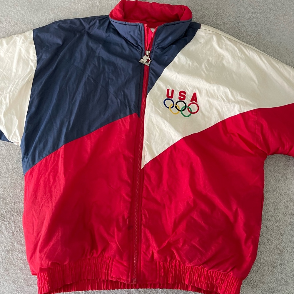 Vintage Starter Team USA American Flag 1992 Olympics Windbreaker Jacket size XL